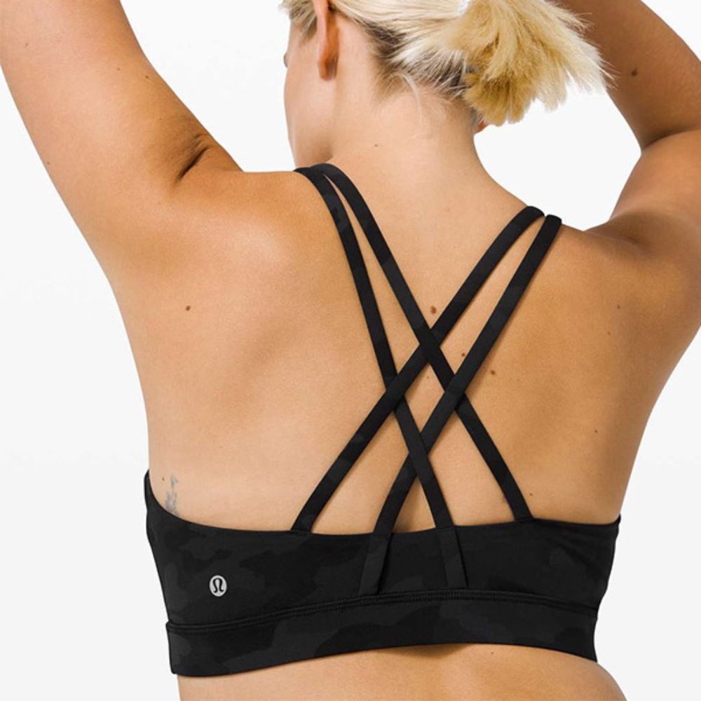 LULULEMON Energy Bra Heritage 365 Camo Deep Coal Multi Size 4 B01